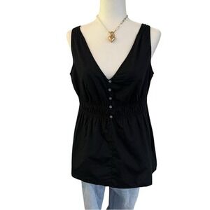 Vintage Gap‎ 100% Cotton Black Button Front Sleeveless Top Y2K Minimalist Tank M